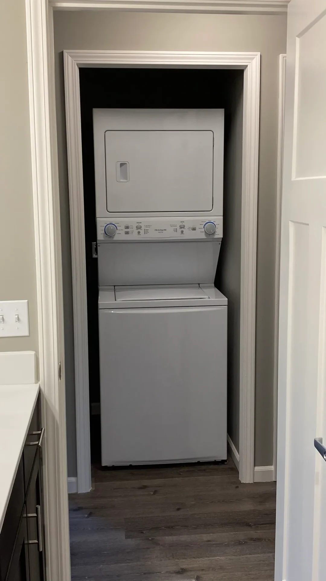 Compact laundry space with appliances