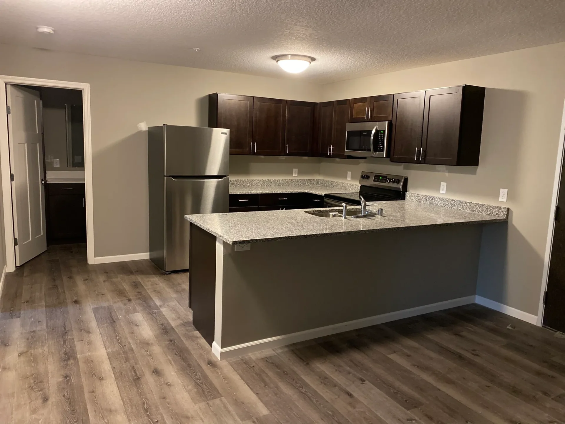 Kitchen with stainless steel appliances
