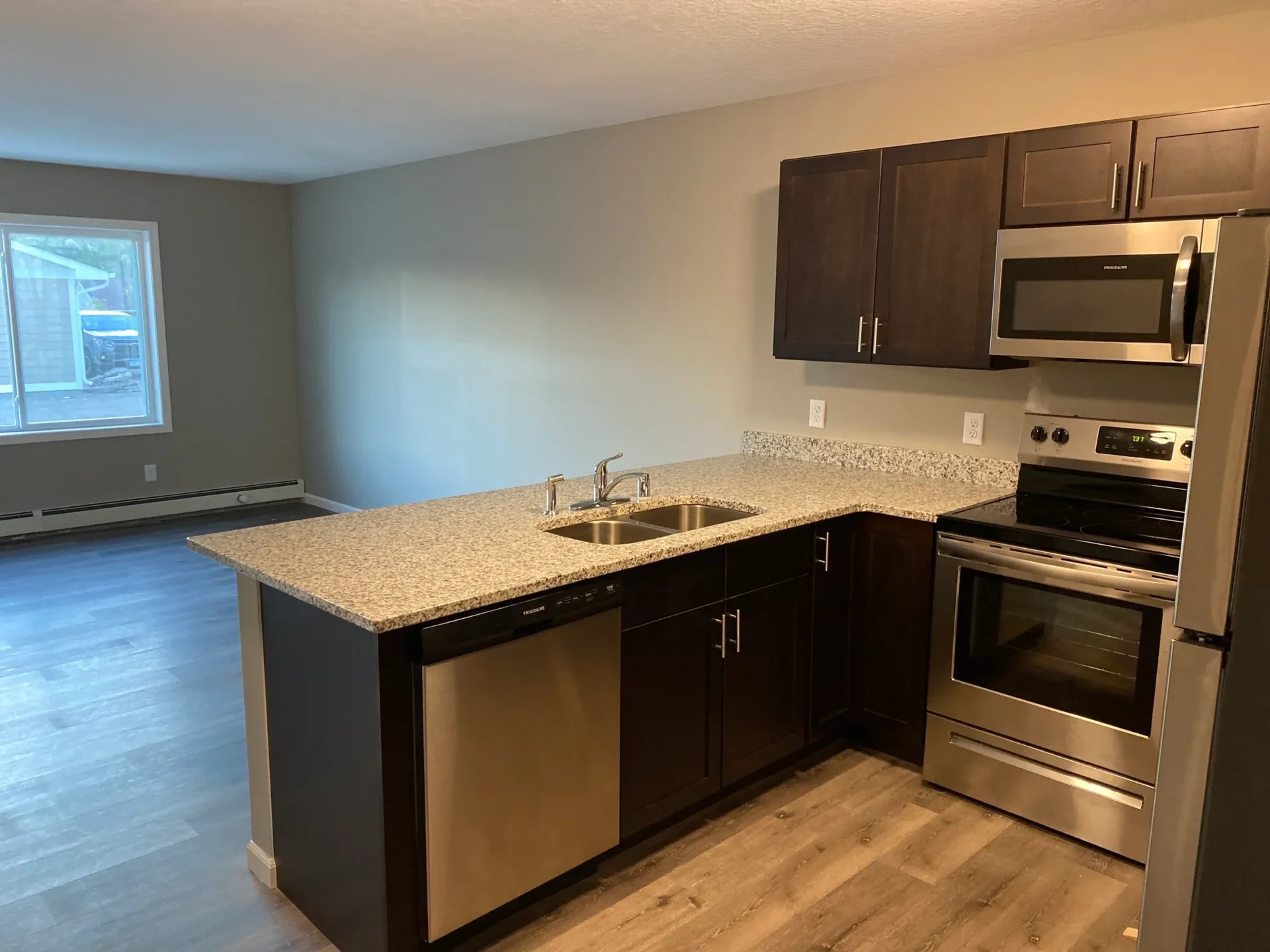 Spacious kitchen with stainless steel appliances
