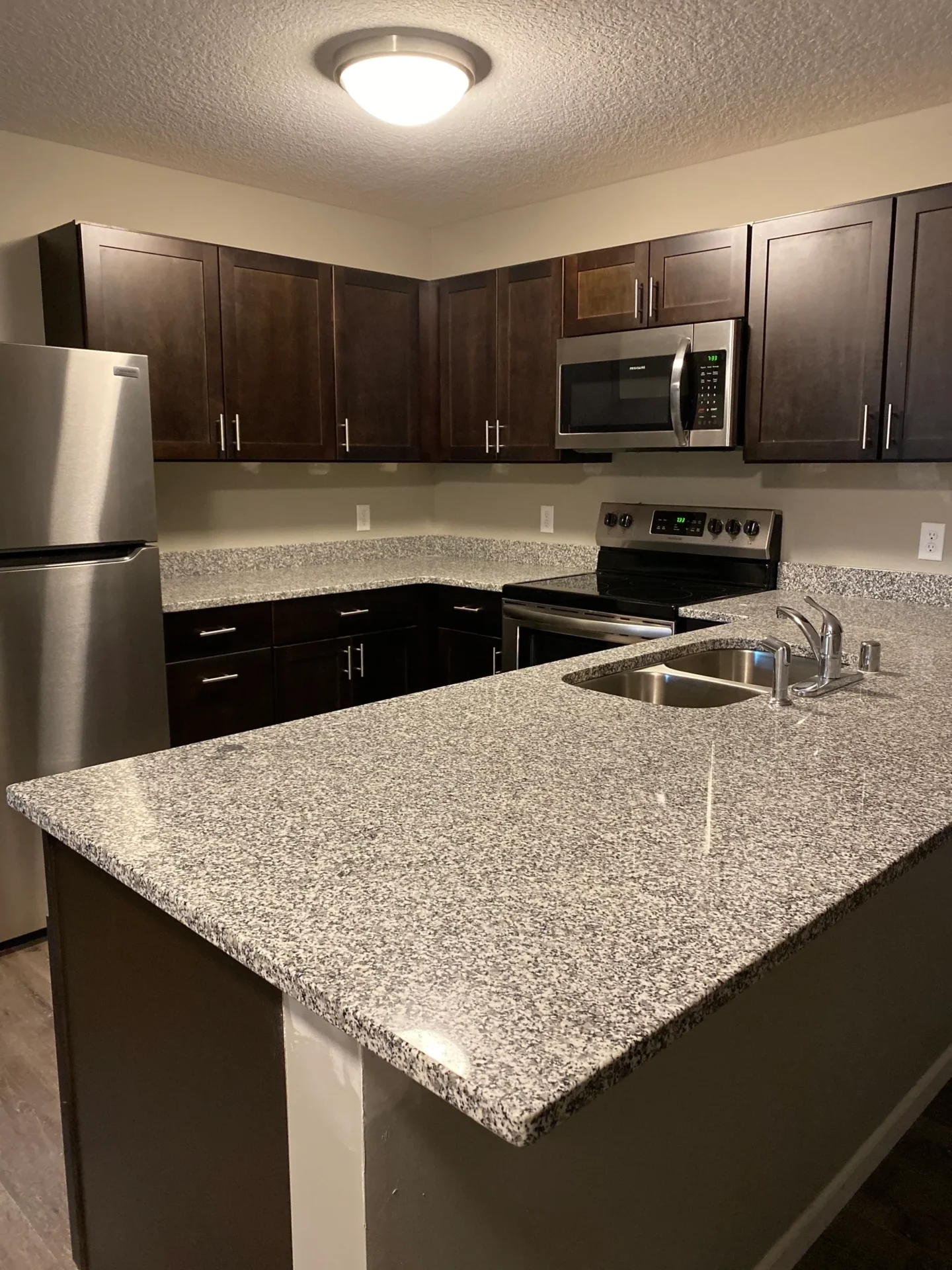 Stainless steel appliances in kitchen